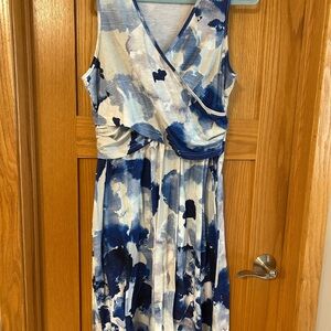 Blue & White Watercolor Maternity/Nursing Dress